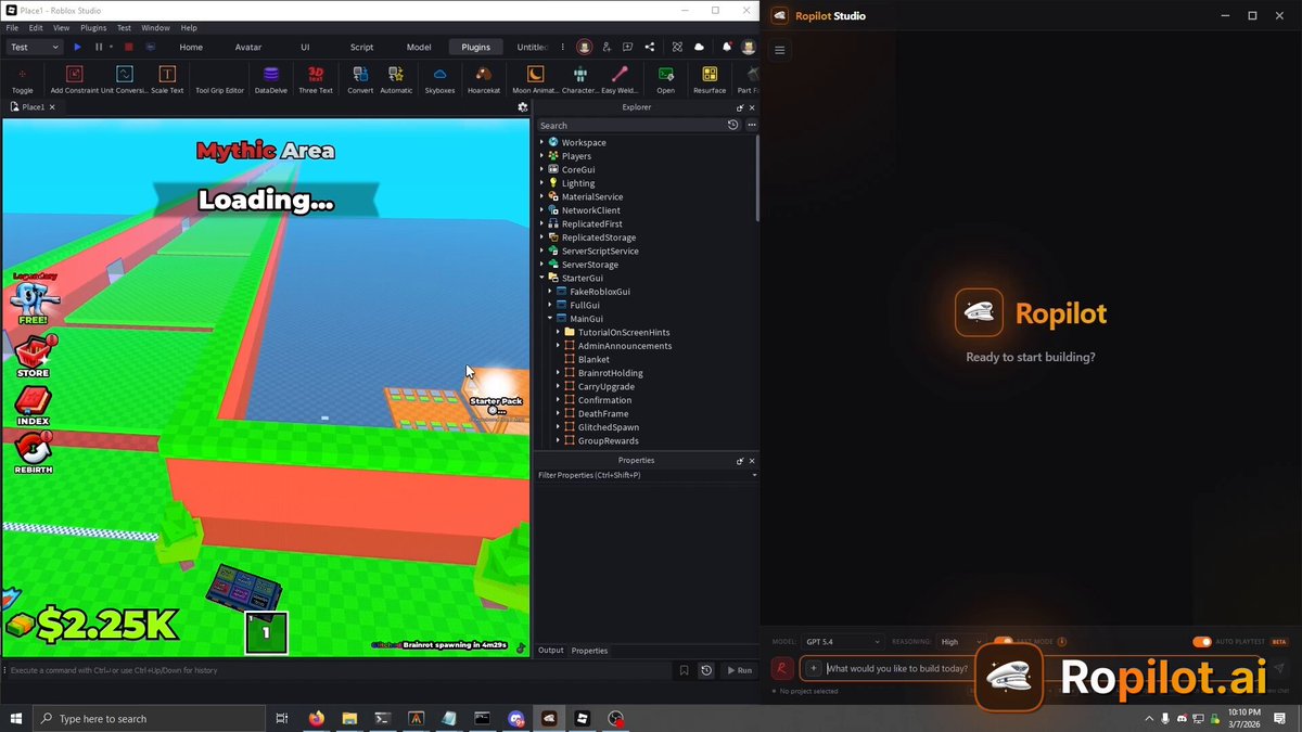 GPT-5.4 Ropilot Studio announcement thumbnail showing Roblox AI playtesting