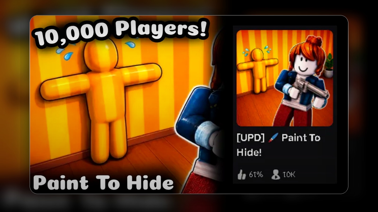 Paint To Hide proof image showing a Roblox game built with Ropilot reaching 10,000 players